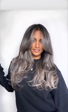 This blend brings the cool dimension with face framing layers & a seamless blend! balayage | brunette | brunette balayage | brunette hair | brunette ideas | hair ideas | hair | Brunette Ideas, Ash Brunette, Gray Balayage, Ash Hair, Brown Hair Looks, Bronde Hair, Brunette Balayage, Dark Hair With Highlights, Brunette Balayage Hair