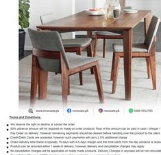 a table and chairs are featured in this ad for the furniture company's website