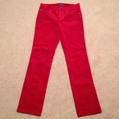 Nwot Ralph Lauren Corduroy Pants In The Perfect Shade Of Red. These Are Thick Corduroy Pants With A Very Soft Feel To Them. Three Pockets In Front, Two In Back. Zipper And Button Closure. These Are Classic And Classy. New Without Tags, Never Worn. Fitted Ralph Lauren Bottoms For Fall, Red Corduroy Bottoms With Pockets, Red Corduroy Bottoms For Fall, Red Straight Leg Corduroy Bottoms, Red Corduroy Pants For Winter, Red Corduroy Casual Pants, Ralph Lauren Fitted Casual Pants, Red Fitted Corduroy Bottoms, Casual Red Corduroy Pants