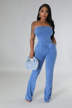 Women's Sexy Strapless Jumpsuit Casual Style Strapless Jumpsuit Stretch jumpsuit Strapless Elastic band Pockets Wide legs No closure 95% polyester 5% spandex Hand wash cold Inseam is 33 inches Model is wearing a small View More of Our Jumpsuits Here Size Chart MODEL STATS Height: 5.3"Bust:33" / Waist:28" / Hips:42" Trendy Fitted Denim Blue Strapless Jumpsuit, Blue Fitted Denim Strapless Jumpsuit, Blue Denim Fitted Strapless Jumpsuit, Fitted Blue Denim Strapless Jumpsuit, Blue Stretch Denim Jumpsuit, Blue Denim High-waist Strapless Jumpsuit, Blue Stretch Denim Overall Jumpsuit, Blue Stretch Denim Jumpsuits And Rompers, Blue Stretch High-waist Overalls