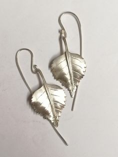 Birch tree leaf drop earring hand made from sterling Silver Leaf 35x20 mm Silver Leaf-shaped Handmade Earrings, Sterling Silver Leaf-shaped Jewelry With Ear Wire, Handmade Leaf-shaped Sterling Silver Jewelry, Handmade Sterling Silver Leaf-shaped Jewelry, Nickel-free Leaf-shaped Sterling Silver Earrings, Sterling Silver Leaf-shaped Earrings, Handmade Leaf-shaped Earrings, Silver Leaf-shaped Jewelry With Ear Wire, Minimalist Leaf-shaped Sterling Silver Earrings