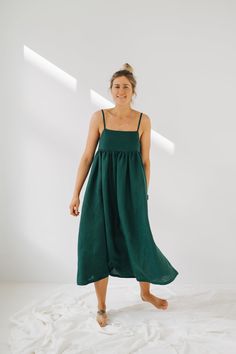 Aruba Dress, Wide Linen Summer Dress, Boho Green Linen Dress, Beach Cami Linen Dress, Bridesmaids Linen Dress, Beach Oversized Linen Dress - Etsy Green A-line Midi Dress For Beach, Green A-line Midi Dress For The Beach, A-line Green Midi Dress For The Beach, Sleeveless Green Boho Dress For Beach, Green Sleeveless Boho Dress For Beach, Green Linen Summer Dress For Vacation, Green Linen Summer Vacation Dress, Green A-line Sleeveless Dress For Beach, Green Midi Beach Dress