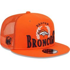 Gear up for the next Denver Broncos kickoff with a perfect finish by grabbing this Collegiate 9FIFTY hat from New Era. It features the signature Denver Broncos graphic surrounded by an olive branch border and a sizable team wordmark embroidered on the front panels for a bonafide showing of spirit. The mesh mid and rear panels help enjoy a pleasant breeze, while the snap closure makes securing the right fit easy. Structured fit Officially licensed High Crown Snapback Material: 100% Polyester Team Orange Hats, Olive Branch, Sports Gear, Denver Broncos, Snapback Hat, Team Colors, Snapback Hats, Snap Closure, New Era