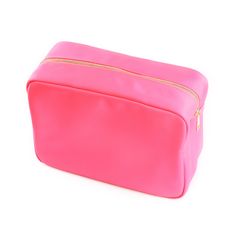 100% Nylon Hot Pink Zip at top Light weight Gold metal hardware Dimensions: 8"Hx11"Lx5"D Our large pouch is perfect to fit all your cosmetics. It is the perfect size to put in your bag for your day by day errands or to travel away in your carry on. Feel free to personalize your own :) Rectangular Zipper Pouch Travel Case For On-the-go, Rectangular Travel Zipper Pouch For On-the-go, Pink Zipper Pouch Case For Everyday Use, Pink Rectangular Pouch For Storage, Versatile Rectangular Pouch With Luggage Sleeve, Modern Travel Accessories Pouch For Organization, Modern Portable Pouch For Organization, Pink Rectangular Zipper Pouch Travel Accessory, Cosmetic Bag With Luggage Sleeve For Storage