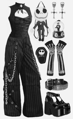 Skeleton Outfit Ideas, Alt Halloween Outfits, Skeleton Inspired Outfit, Gothcore Clothes, Alt Fit Ideas, Goth Clothes Ideas, Outfits To Put Your Oc In, Female Metalhead Outfit, Goth Outfits Drawing