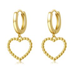 PRICES MAY VARY. ♥Cute Dangle Hoop Earrings♥ These delicate tiny heart dangle huggie earrings are crafted with flexible and strong clasp, easy to wear or take off, giving you a sturdy and comfortable wearing experience.They can be worn alone, or mixed with other multiple piercing earrings to create your own unique style. ♥Quality Gold Huggie Earrings♥ It's made of superior copper, lightweight, thick 14k gold plating, long-lasting color retention, hypoallergenic for sensitive ear, nickel free, le Valentine's Day Tarnish Resistant Hoop Earrings, Huggie Hoop Earrings For Valentine's Day, Yellow Gold Hoop Earrings For Valentine's Day, Tarnish Resistant Hoop Huggie Earrings For Valentine's Day, Gold Plated Hoop Earrings For Valentine's Day, Yellow Gold Small Hoop Huggie Earrings For Valentine's Day, Valentine's Day Tarnish Resistant Hoop Huggie Earrings, Valentine's Day Yellow Gold Small Hoop Huggie Earrings, Valentine's Day Gold Plated Hoop Earrings