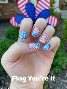 American Flag Nails, Flag Nails, Toe Nails, Makeup Nails, American Flag, Nail Colors