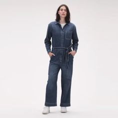 100% Cotton Brand New W/Tag Shoulder 19" Arm Pit To Arm Pit 23.5" Waist 42" Inseam 25" Non-Stretch Denim. Straight Silhouette With A Relaxed Fit. Easy Through The Hip And Thigh. Wide Leg Opening Hits Above The Ankle. #519734 Fitted Denim Jumpsuit With Belt Loops, Denim Belted Overalls Jumpsuits And Rompers, Belted Denim Jumpsuit For Workwear, Casual Denim Belted Jumpsuits And Rompers, Casual Denim Belted Jumpsuit, Fitted Blue Denim Jumpsuit With Belt, Spring Denim Belted Jumpsuits And Rompers, Spring Fitted Denim Jumpsuit With Belt, Belted Fitted Denim Jumpsuit For Spring