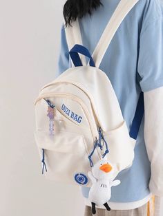 Please contact us if you have any question Trendy White Backpack For Outdoor Activities, Trendy White Backpack With Letter Print, Everyday White Backpack With Letter Print, White Letter Print Backpack For Students, White Letter Print Backpack For Back To School, Back To School White Letter Print Backpack, Tas Aesthetic, Branded Shopping Bags, Korean Things