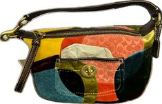 Retro Multicolor Bags With Zipper Pocket, Multicolor Retro Coach Bag, Coach Multicolor Top Handle Shoulder Bag, Multicolor Coach Top Handle Shoulder Bag, Brown Copper, Jewel Tone Colors, Salmon Color, Copper Color, Jewel Tones