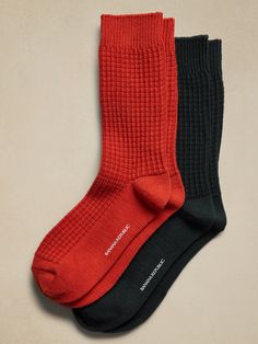 Comfortably knit from a soft cotton blend, these cozy socks will carry you through the season with ease.  Set of 2 pairs.  Fits men's shoe sizes 8-12. October Fashion, Embroidered Socks, Trouser Socks, Walk In Wardrobe, Cozy Socks, Clothing Mockup, Men's Shoe, Mein Style, Fashion Attire