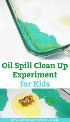 oil spill clean up experiment for kids to learn how to use it in the kitchen