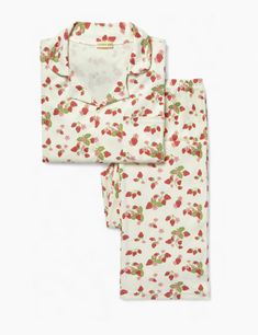 Womens Classic PJ Set in Strawberry Field. Womens Pj Sets, Pijamas Women, Classic Pajamas, Comfy Sets, Toddler Pajamas, British Summer, Baggy Trousers, Hair Accessories Gift, Baby Pajamas