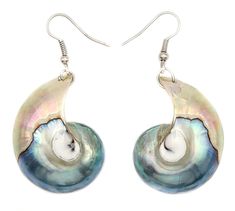 PRICES MAY VARY. These beautiful open nautilus shells feature a pair of 925 Sterling Silver Nautilus Shell Earrings for Women. It has a lovely silver detailing and the mother of pearl is skilfully polished, giving a lustrous quality. Shell Type: Nautilus Shell Earrings Length (with Hook): 2.2 inch (55mm) Earrings Shell Size: 1.35 x 1.0 inch (35mm x 25mm) Hook Type: French Hook These beautiful open nautilus shells feature a pair of 925 Sterling Silver Nautilus Shell Earrings for Women. It has a l Ocean Outfits, Abalone Earrings, Seashell Earrings, Nautilus Shell, Snail Shell, Mother Of Pearl Earrings, Ocean Jewelry, Shell Jewelry, Shell Earrings