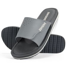 PRICES MAY VARY. [ Comfortable Slides for Men ] The soft PU top with hook look adjustable straps provides customized comfort. It is suitable for indoor and outdoor activities during summer days. [ Adjustable Men's Slides ] These men's grey slide shoes have a hook-and-loop closure to ensure the best fit for you; Especially on those hot days when your feet need a bit more air. [ Cushioned Foam Insole ] With a high-quality memory foam insole, the men's slide sandals offer excellent cushioning; You Comfortable Slide Flip Flops For Outdoor Activities, Slides For Men, Mens Slide Sandals, Slide Shoes, Summer Footwear, Men Slides, Beach Friends, Black Slides, Mens Slides