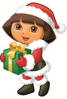 a cartoon character is holding a christmas present