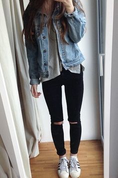 Pakaian Hipster, Ripped Jeans Casual, Fall Outfits For School, Hipster Outfits, 가을 패션, Back To School Outfits, Outfits Casual