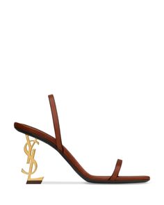 Saint Laurent Opyum Slingback Sandals in Vegetable-Tanned Leather Denim Skirt Trend, Joggers Track Pants, Shearling Vest, Bra Dress, Short Denim Skirt, Skirt Trends, Casual Dress Shoes, Shoe Boutique, Slingback Sandals