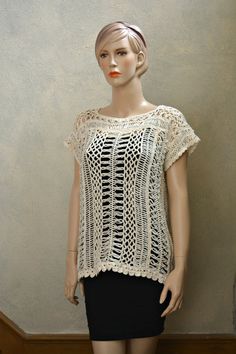 Hairpin Lace Oversize Tunic Crochet Top by CasadeAngelaCrochet 20% with coupon code: CHACHA99 Cream Crochet Lace Cotton Top, Cream Hand Knitted Top, Hand Knitted Cream Knit Tops, Cream Cotton Crochet Sweater, Cream Crochet Cotton Sweater, Cream Crochet Lace Knit Top, Cream Cotton Crochet Top, Cream Cotton Crochet Beach Top, Cream Cotton Crochet Knitted Top