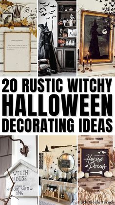 20 Rustic Witchy Halloween Decorating Ideas Witch Decor Halloween Inside, Witches Theme Decorations, Witches Lair Decorations, Wiccan Halloween Decor, Diy Witch Halloween Decor, Witch Apothecary Halloween Decor, Witchy Chic Decor, Diy Witchy Halloween Decorations, Witch Theme Halloween Decor Living Room