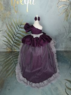 Purple Ball Gown For Dress-up Occasions, Purple Princess Gown With Ruffles, Purple Ruffled Gown For Pageant, Purple Ruffled Ball Gown For Pageant, Purple Ruffled Ball Gown For Pageants, Princess Dress With Detachable Train For Party, Purple Princess Gown For Pageant, Purple Princess-style Gown For Pageant, Purple Ruffled Princess Dress For Pageant