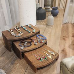 Product Details The wooden riser is perfect for retail stores and trade shows. Jewelry Market Displays, Closet Glam Room, Jewelry Supplies Organization, Wooden Riser, Wooden Jewelry Display, Jewelry Shop Display, Jewerly Displays, Tent Set Up, Jewelry Market