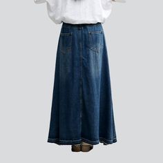 Step into the 2023 Spring-Summer season with our 90s-style A-Line Flare Denim Skirt! Crafted with premium denim and featuring a classic medium wash, long length, high-waist, and a zipper & button closure – this skirt is the perfect blend of nostalgia and modernity.Key Highlights: 90s Style: Capture the rebellious spirit of the '90s with this timeless A-Line Flare Denim Skirt. Medium Wash: A classic medium wash ensures versatility while maintaining a vintage aesthetic. Long Length: The long lengt Spring Flared Medium Wash Denim Skirt, Spring Flare Denim Skirt In Medium Wash, Dark Wash Full-length Denim Skirt For Summer, Spring Full-length Denim Skirt With Frayed Hem, Spring Full Length Denim Skirt With Frayed Hem, Summer Full Length Dark Wash Denim Skirt, Medium Wash Denim Long Skirt, Casual Flared Dark Wash Denim Skirt, Casual Dark Wash Flared Denim Skirt