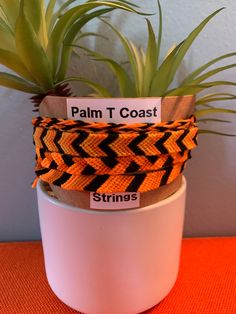 These bracelets are five different designs inspired by the spooky colors of Halloween! The buyer can chose from chevron, candy stripe, braided stitch, woven, and triangle!! 🌴🌴FREE HALLOWEEN SKULL ERASER FOR FIRST 24 CUSTOMERS Embroidery Friendship Bracelets, Black Friendship Bracelet, Embroidery Friendship, Braided Stitch, Woven Embroidery, Bracelets Black, Chevron Bracelet, Bff Quotes, Black And Orange