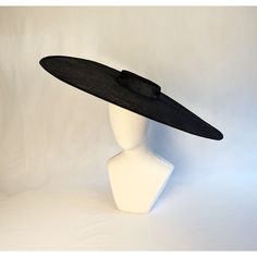 "One very wide straw hatinator base made of two layers of stiffened black sinamay that measures approximately 23.5\" (59.7cm) in diameter. It is a round shape with a flat crown that measures 5.5\" (14cm) across and 1.25\" (3cm) high.  The edges of the brim are finished in wired sinamay. PLEASE NOTE: This is NOT a ready to wear finished hat and will not stay on your head unless you add a head band or elastic to wear - these are sold separately in my shop. Add embellishments of your choice. A striking hat base! Lots of hat bases and millinery supplies listed in my shop   www.etsy.com/shop/apinkswan  ! Thanks for looking - feel free to convo me with any questions you may have." Hat Form, Blank Hats, Millinery Supplies, Hat Base, Derby Hat, Fancy Hats, Diy Headband, Fascinator Hats, Not Ready