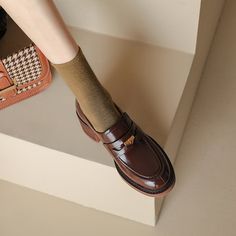 These loafers are designed in a timeless, minimal silhouette, so you'll be sure to wear them often. Made from soft leather, soft bottom that ensure all-day comfort. Wear yours with tailoring and denim alike. Color: Coffee/BlackMaterial: Cow LeatherLining: Genuine LeatherInsole: Cow LeatherSole: RubberHeels: 6 cm/2.36"Weight: 0.43kg Each Shoes (measured size 7.5) Fit: Medium to Wide, Runs Normal.Origin: Made in China Production Time: About 7-10 days (Any exceptional case will email you, Please pa Penny Loafers For Women, Mori Girl Fashion, Oxford Boots, Coffee Black, Color Coffee, Comfort Wear, Western Cowboy Boots, Flat Boots, Black 7