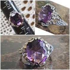 Gorgeous Edwardian Flower Detail Band! Lots Of Life And Sparkle! Set In 925 Stamped Sterling Silver. Please See All Pictures For Details And Measurements. Brand New. Never Worn. Wholesale Prices Always....Or Less. Heirloom Style Oval Amethyst Ring In Sterling Silver, Heirloom Style Oval Amethyst Sterling Silver Ring, Heirloom Oval Amethyst Ring In Sterling Silver, Elegant Faceted Silver Amethyst Ring, Formal Hallmarked Sterling Silver Amethyst Ring, Heirloom Style Amethyst Ring In Sterling Silver, Heirloom Sterling Silver Hallmarked Amethyst Ring, Elegant Faceted Amethyst Ring In Sterling Silver, Heirloom Amethyst Ring In Sterling Silver