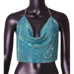 BRITNEY TOP – MARIONO Long Sleeve Swimwear, Rhinestone Top, Blue Black Color, Sequin Crop Top, Tank Top Women, Bell Bottom Pants, Dolce E Gabbana, Embroidered Denim, Casual Tank Tops