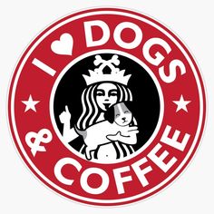 i love dogs and coffee sticker with a lady holding a baby in her arms