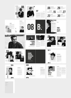 the layout is made up of many different images and text, including black and white