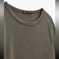 Zara Soft Washed Tshirt. Size Xs Simple Crew Neck Top For Fall, Classic Summer Soft-washed Tops, Casual Plain Tops For Layering, Classic Green Zara Tops, Simple Crew Neck Top For Layering, Zara Casual Fall T-shirt, Zara Classic Cotton Tops, Classic Zara Cotton Tops, Zara Casual Tops For Layering