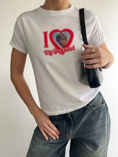 Love My Boyfriend and Girlfriend 90s Baby Tee 90's YOUTH baby tee style tshirts! Hi! If you have any questions or want to make changes to your order, please message me. ⭐HOW TO ORDER - Please Choose the SIZE and COLOR From Drop Down Menu. ⭐MATERIAL - Cotton Polyester blend fabrics with direct to garment process. Everything is made in house. ⭐SIZES - Please check the size chart before you purchase, they are womens cut and run average, not big, not small.  XSmall to 2XL sizes are the only sizes available.  ⭐SHIPPING - Processing times can verify, dark color shirts do take longer to make, it should take about 3-6 business days to make your item. You can rush an order by choosing faster shipping and leaving me a note at checkout for the date you need it by. If you need it very fast ASAP please Boyfriend And Girlfriend Tshirts, Custom Shirt For Boyfriend, I Have A Girlfriend Shirt, Girlfriend Shirts For Boyfriend, I Love Shirts, I Love My Boyfriend Shirt, Boyfriend Shirt Outfits, Boyfriends Shirt, I Love My Girlfriend Shirt