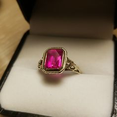 Beautiful Gold 14k Size 6.5 Approx Vintage Cut Glass Stone Pink Tourmaline Color. Pink Round Heirloom Jewelry, Classic Pink Ruby Ring With Accent Stones, Pink Ruby Ring With Accent Stones For Formal Occasions, Formal Pink Ruby Ring With Accent Stones, Heirloom Pink Gemstone Ring, Antique Rose Gold Ruby Jewelry, Pink Formal Rings With Rose Cut Diamonds, Formal Pink Rings With Rose Cut Diamonds, Pink Rings For Formal Occasions