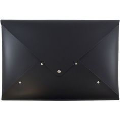 a black envelope with studs on the front and bottom is shown in full view