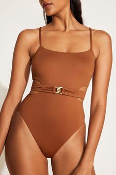 Say hello to endless summer in this classic coverage one piece, featuring a gold link chain detail and feminine cutouts. Gold Link Chain, Gold Link, Vitamin A, Endless Summer, Spandex Fabric, Link Chain, Say Hello, Apparel Accessories, One Piece