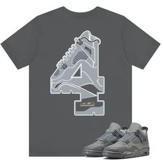 Custom Designed Sneaker T Shirt T-Shirt Features - Comfortable and light, premium short sleeve tee. 🔹 Premium fit 🔹100% Soft cotton 🔹Light fabric (4.3 oz/yd² (146 g/m 🔹Tear away label Shoes Not Included Custom Made - Not Adidas, Nike, or Jordan Brand Sneaker Tee, Sneaker T-Shirt The sneakers/shoes are not being sold in this product. You are only purchasing the tshirt/hoodie/socks/sweatshirt/tank top/hat/shorts. Shoes are NOT included. The shoes displayed are sold separately elsewhere and are Shirts That Match Jordan 4s, Gray Sports T-shirt For Summer, Gray Sporty Shirt For Streetwear, Sporty Gray Shirt For Streetwear, Sporty Gray Streetwear Shirt, Gray Relaxed Fit Shirt For Streetwear, Gray Short Sleeve Tops For Streetwear, Gray Sporty T-shirt With Graphic Print, Sporty Gray T-shirt With Graphic Print