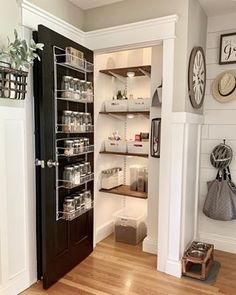 an open pantry with lots of items in it