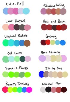 the color chart for different shades of paint