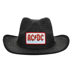 Elevate your beach style with this officially licensed ACDC cowboy sun hat. This adult-sized hat is the perfect accessory for sunny days, whether you're lounging on the beach or enjoying a tropical drink at home. The custom design showcases the iconic ACDC logo on the front of the hat, allowing you to represent your favorite beverage brand in style. What sets this hat apart is the attention to detail—the underside of the brim features a bold logo pattern that adds a touch of rock & roll to your Adjustable Black Costume Hats And Headpieces For Beach, Adjustable Fedora Costume Hat For Summer, Adjustable Curved Brim Costume Headpieces For Summer, Adjustable Fedora For Summer, Novelty Adjustable Wide Brim Hats, Novelty Wide Brim Adjustable Hats, Summer Flat Brim Hats For Music Festival, Adjustable Wide Brim Novelty Hats, Summer Rodeo Costume Hats With Short Brim