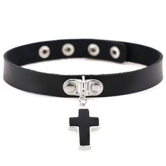 Png Accessories, Goth Choker Necklaces, Necklaces Cross, Gothic Choker Necklace, Necklace With Cross, Cross Choker Necklace, Leather Choker Collars, Punk Necklace, Fashion Alternative