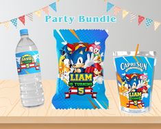 the party bundle is ready to be filled with water, chips, and other snacks