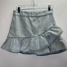 Like New Size 6 Ruffle Denim Miniskirt By 1. State Denim Miniskirt, Mini Wrap Skirt, Ruffle Mini Skirt, Denim Jean Skirt, White Denim Jeans, Party Skirt, Red Skirts, Tier Skirt, Gray Skirt