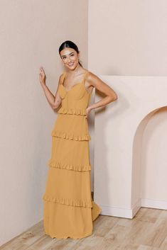 Sloane Chiffon Dress Pastel Yellow Bridesmaid Dresses, Wedding Guest Dress Inspiration, Spring Bridesmaid Dresses, Wedding Parties Colors, Yellow Bridesmaid Dresses, Bachelorette Dress, Yellow Bridesmaids, Summer Wedding Outfits, Guest Attire