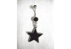 Cast Pewter BLACK STAR - Dark Star - Rock Star on 14g Dazzling Double Black Gem CZ Belly Ring Navel Stomach Piercings Belly Rings, Belly Button Piercing Black, Black Piercings, Dream Piercings, Cute Septum Rings, Belly Piercings, Belly Button Piercing Jewelry, Septum Rings, Grunge Accessories