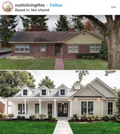 the before and after photos of a house in an instagramture with pictures on it