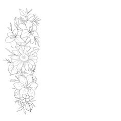 a line drawing of flowers on a white background